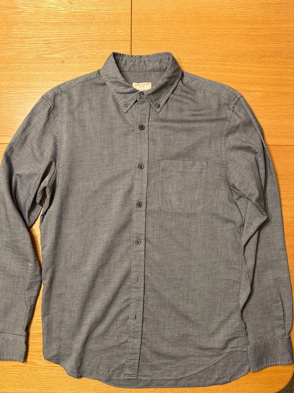 Club Monaco Men’s Slim Fit Button-Down Shirt Heather Blue Small